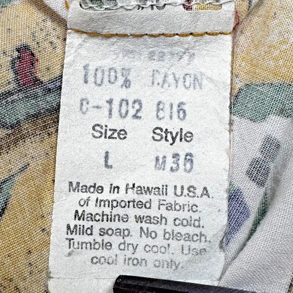 Vintage AVI Collection Kahala Hawaiian Shirt Large Yellow Baja Mexico Tacos Beer - Picture 14 of 15